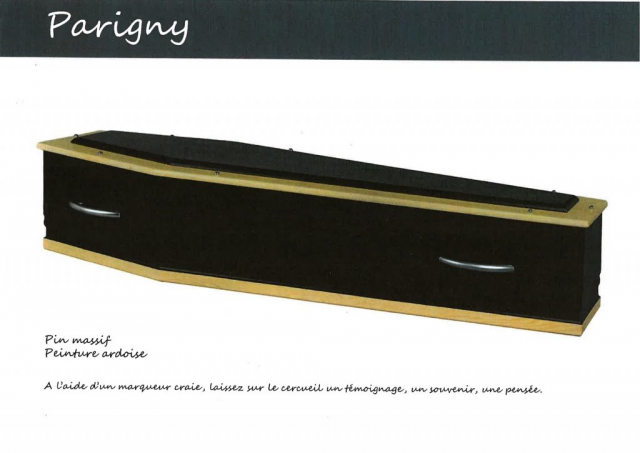 Cercueil Parigny, pin massif, ardoise/personnalisable, Gamme Parisien